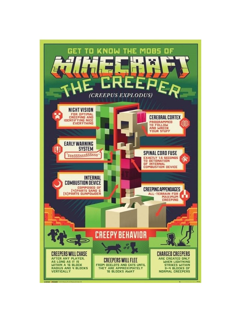 Póster Minecraft Creeper Creepy Behaivor